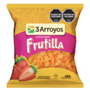 Copos de maíz marca ''3 arroyos'' sabor frutilla